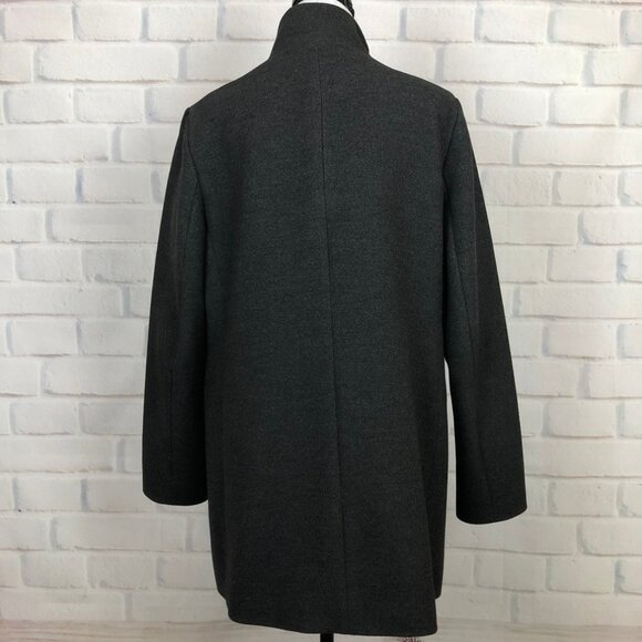 J Jill Charcoal Gray Heavy Fleece Coat Size M Full Zip Button - Picture 3 of 9